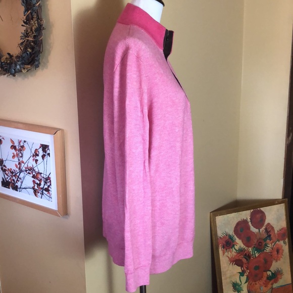 VINEYARD VINES Size XLPink Weave Brown Sueded collar 1/4 zip Merino Wool $229NEW - Picture 5 of 16